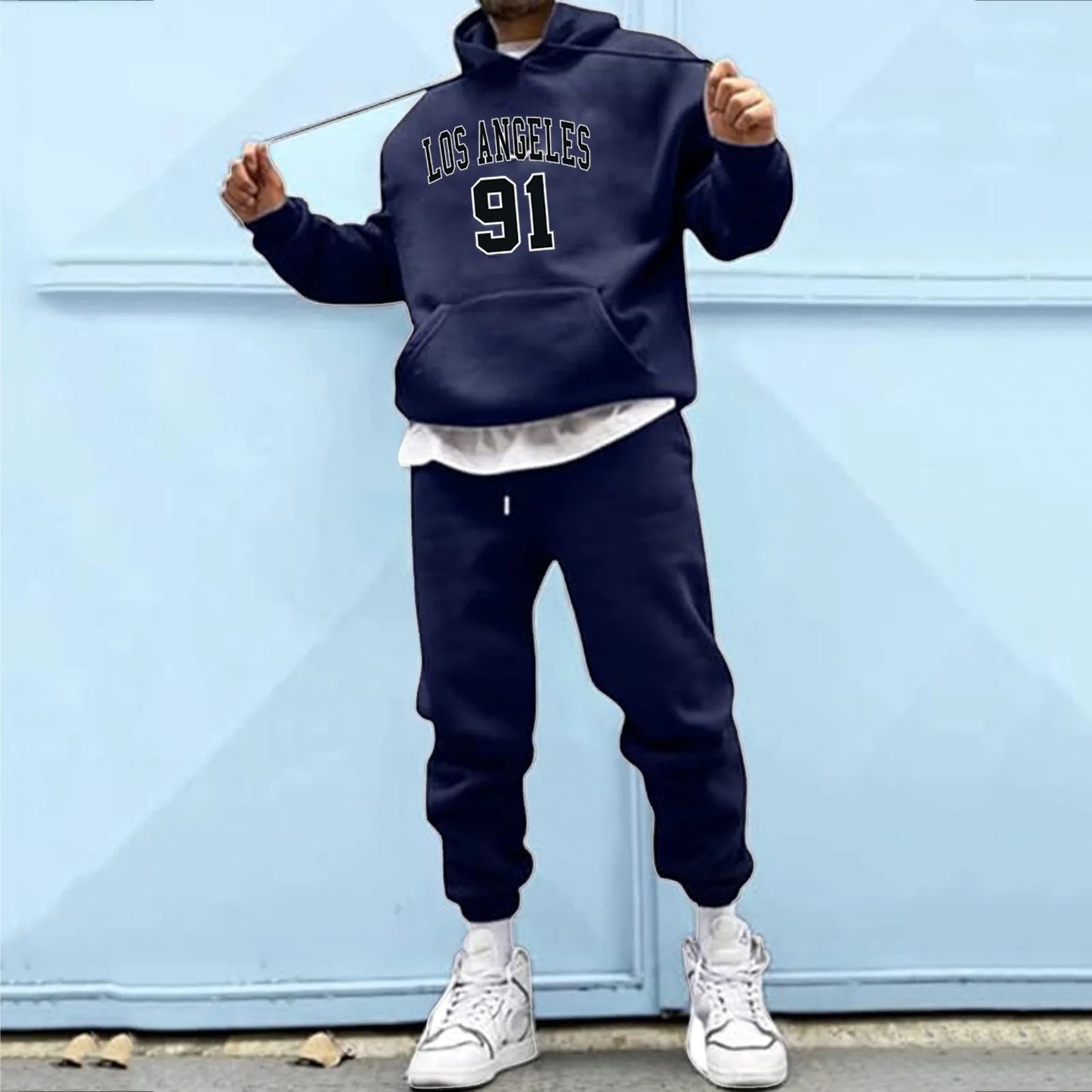 Letter Print Tracksuit with Drawstring image 10