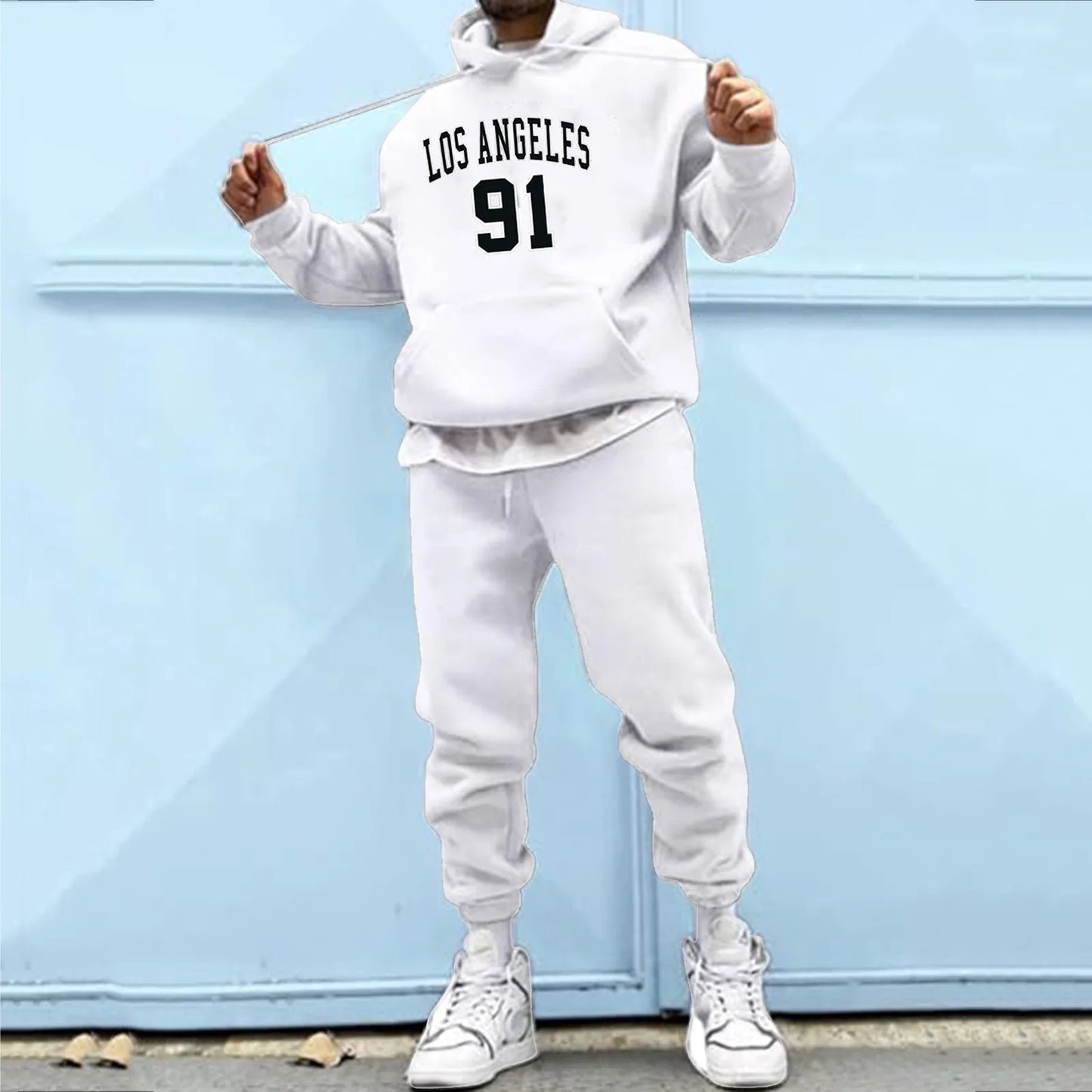 Letter Print Tracksuit with Drawstring image 5