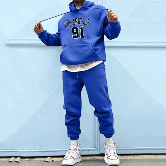 Letter Print Tracksuit with Drawstring image 0