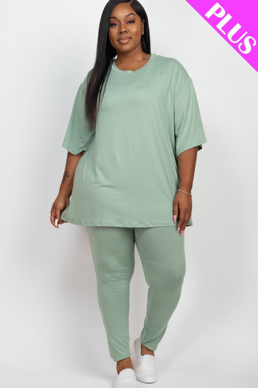 Plus Size Oversize shirt & Leggings Set