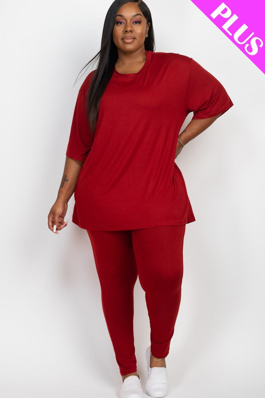 Plus Size Oversize shirt & Leggings Set