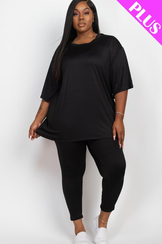 Plus Size Oversize shirt & Leggings Set