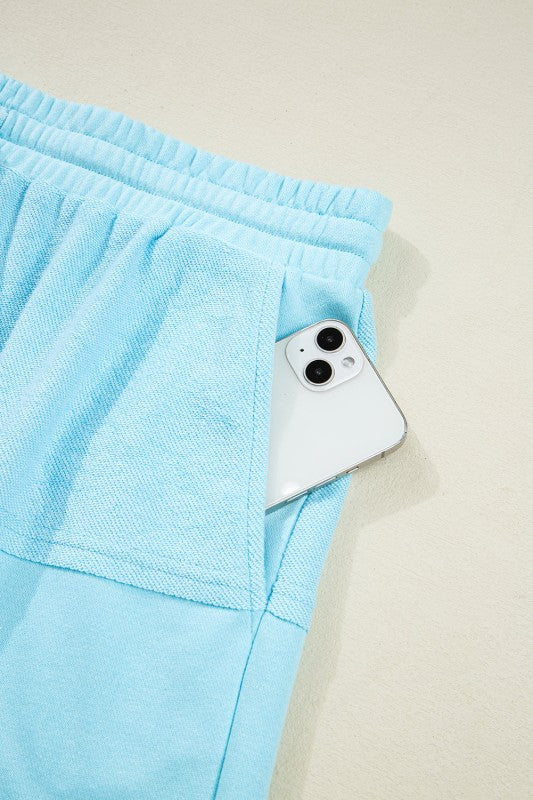 Plus Size Solid Pullover Top and Shorts Set