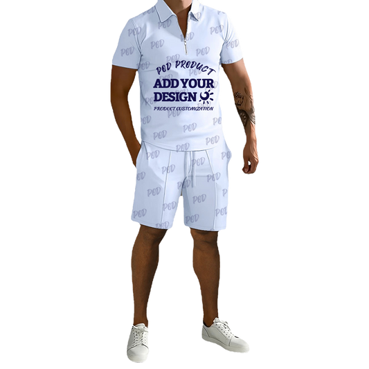 3D Printed Polo Shirt & Shorts Set
