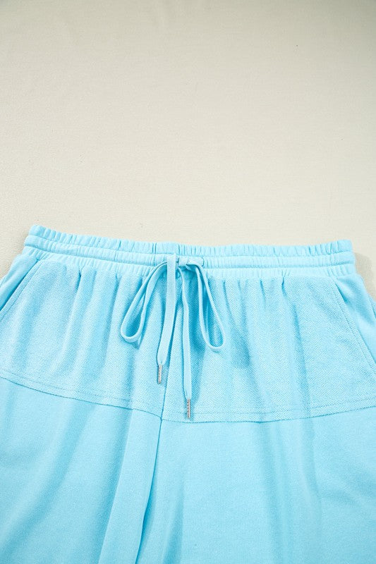 Plus Size Solid Pullover Top and Shorts Set