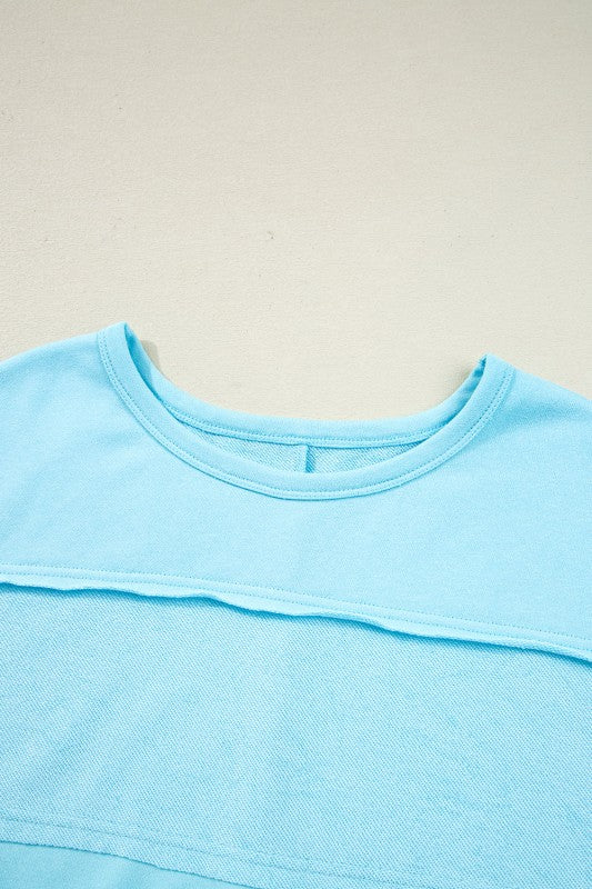 Plus Size Solid Pullover Top and Shorts Set