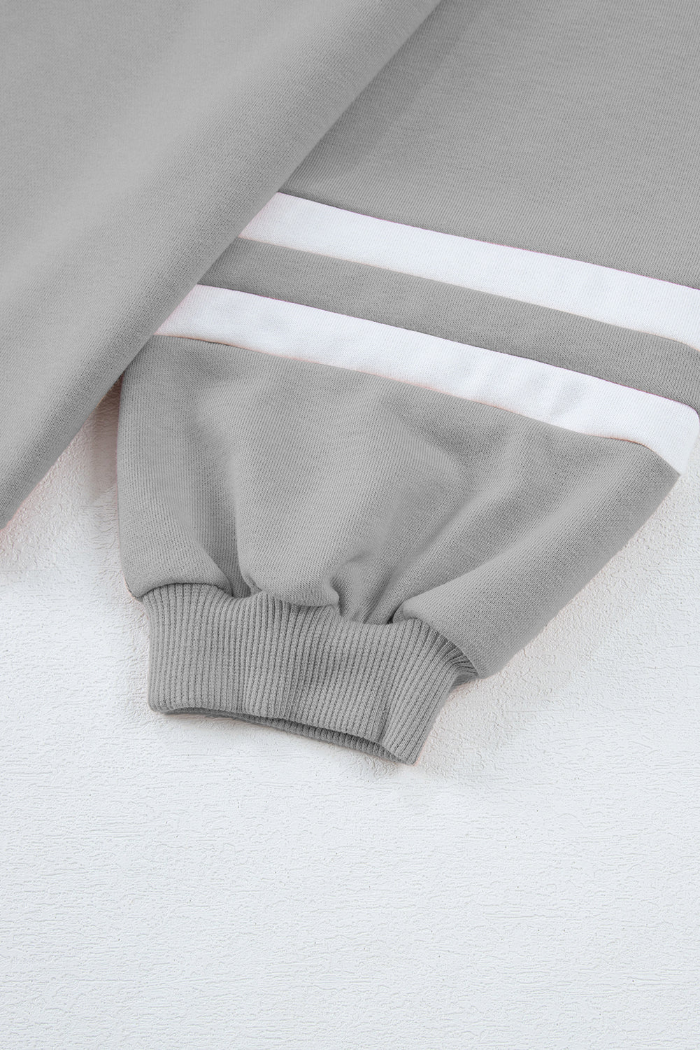 Mineral Red Varsity Stripe Patchwork Puff Sleeve Pullover Drawstring Wide Leg Pant Set