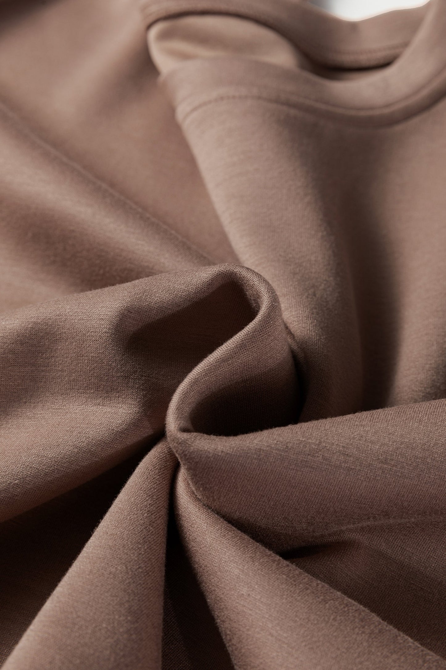 Coffee Solid Color Drop Shoulder Pullover Drawstring Mini Skirt 2pcs Outfit