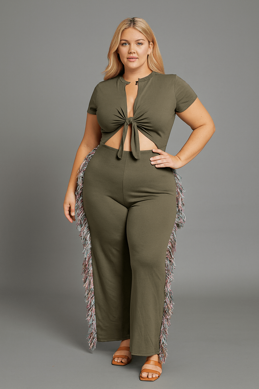 Rodeo Queen Plus Size Fringe Jumpsuit – Wide Leg with Tassel Detail